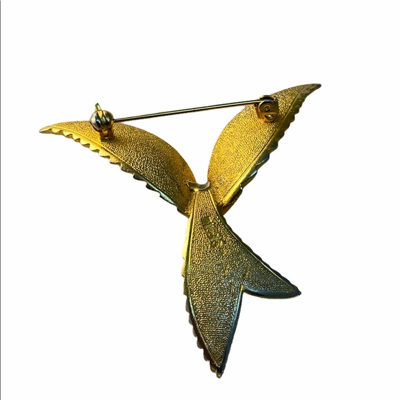 Vintage brushed gold tone Bird brooch fancy - Picture 5 of 5